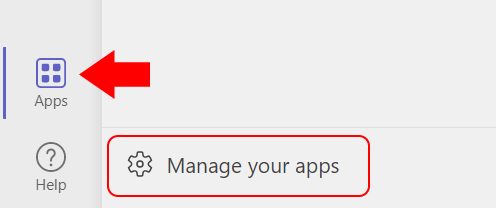 Teams app manage apps screenshot